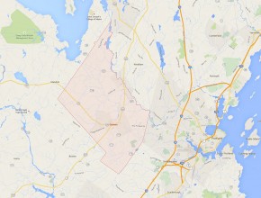 Antes de mudarse a Portland, la familia de Ellen Harmon vivía en una granja en Gorham, en el Estado de Maine. Haga clic para ampliar (Imagen: Google Maps).